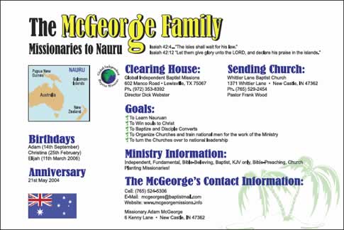 McGeorge Family Prayer Card Back